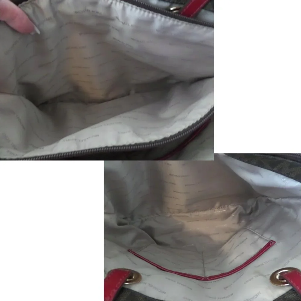 Michael Kors | Jet Set Signature Brown/Cherry Logo Tote (NWT) - Picture 8 of 13